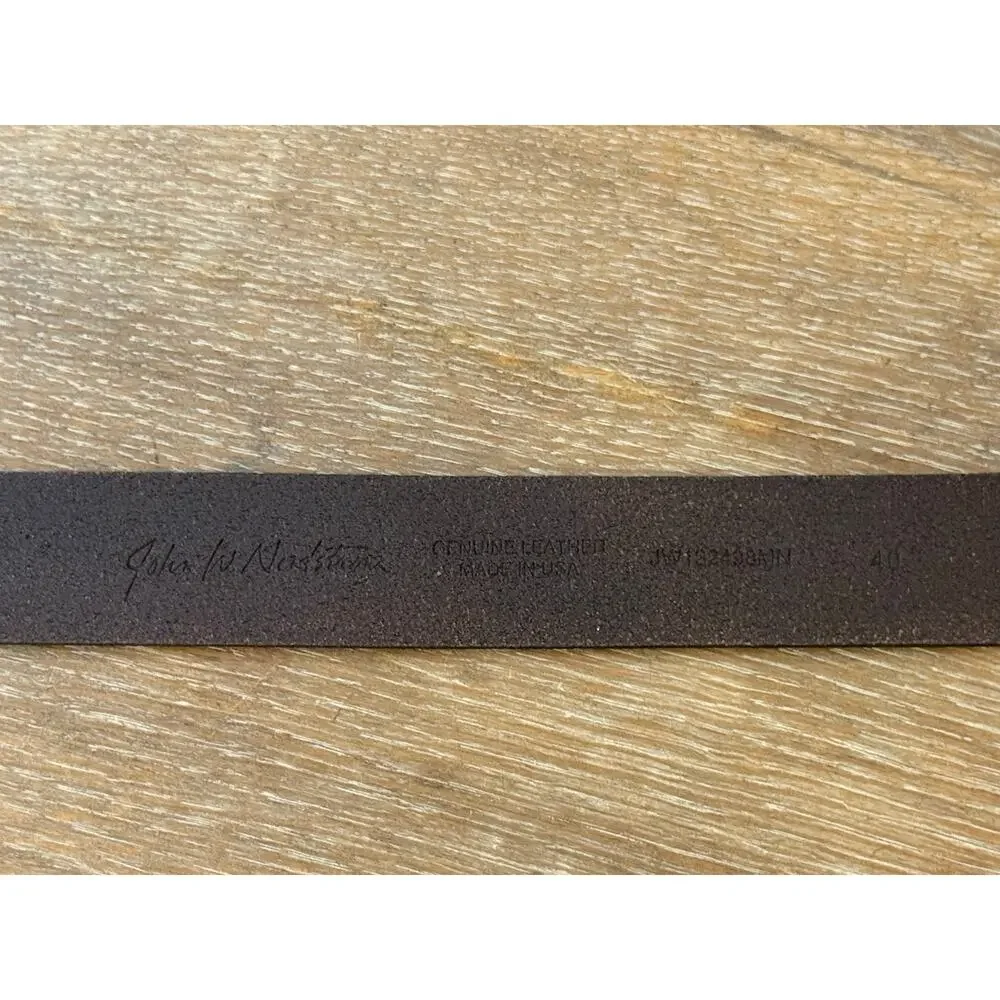 Nordstrom Brown Leather Belt Silver Buckle Made in Italy Men 40
